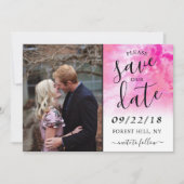 Ombre Waterverf Wedding Save the Date Kaart - Roze (Voorkant)