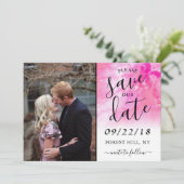 Ombre Waterverf Wedding Save the Date Kaart - Roze (Staand voorkant)