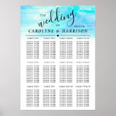 Ombre Waterverf Wedding Seating Chart - Blue Poster (Voorkant)