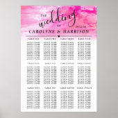 Ombre Waterverf Wedding Seating Chart - Roze Poster (Voorkant)