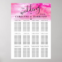 Ombre Waterverf Wedding Seating Chart - Roze Poster