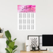 Ombre Waterverf Wedding Seating Chart - Roze Poster (Thuiskantoor)