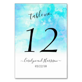 Ombre Waterverf Wedding Table Number Kaarten - bla