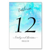 Ombre Waterverf Wedding Table Number Kaarten - bla (Achterkant)