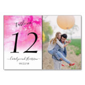 Ombre Waterverf Wedding Table Number Kaarten - Roz (Voorkant)