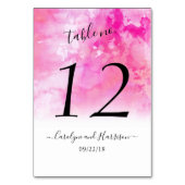 Ombre Waterverf Wedding Table Number Kaarten - Roz (Voorkant)