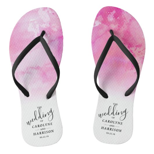 Ombre Waterverf Wedding Teenslippers - Roze (Voetbed)