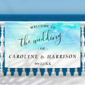 Ombre Waterverf Wedding Welcome Banner - Blue