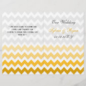 Ombre yellow Chevron vouded Wedding Programme (Voorkant)