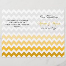 Ombre yellow Chevron vouded Wedding Programme