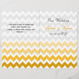Ombre yellow Chevron vouded Wedding Programme