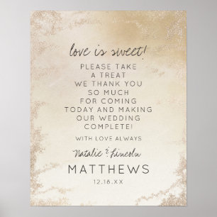 Ombre Yellow Gold Frost Love is Sweet Wedding Sign Poster