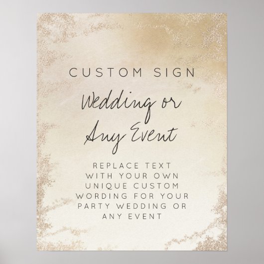 Ombre Yellow Gold Frosted Custom Text Event Sign Poster (Voorkant)