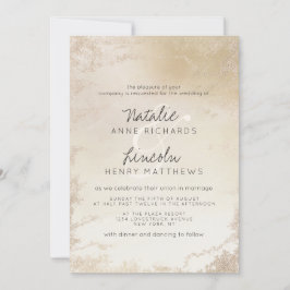 Ombre Yellow Gold Frosted Folie Waterverf Wedding Kaart