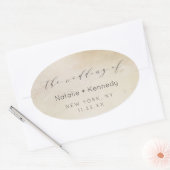 Ombre Yellow Gold Frosted Folie Waterverf Wedding Ovale Sticker (Envelop)