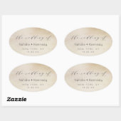 Ombre Yellow Gold Frosted Folie Waterverf Wedding Ovale Sticker (Vel)