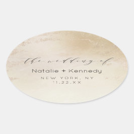 Ombre Yellow Gold Frosted Folie Waterverf Wedding Ovale Sticker