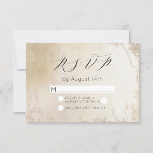 Ombre Yellow Gold Frosted Folie Waterverf Wedding RSVP Kaartje