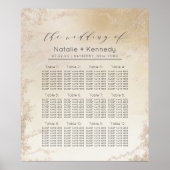Ombre Yellow Gold Luxe Wedding Table Seating Chart Poster (Voorkant)