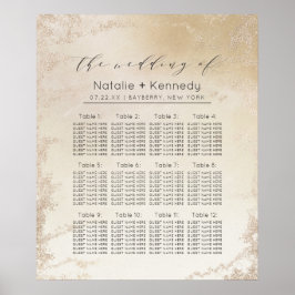 Ombre Yellow Gold Luxe Wedding Table Seating Chart Poster
