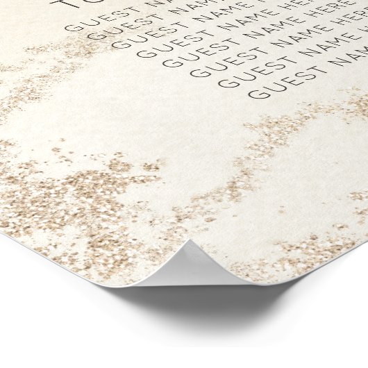 Ombre Yellow Gold Luxe Wedding Table Seating Chart Poster (Hoek)
