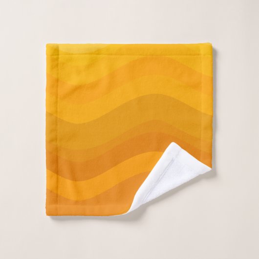 Ombre Yellow Gradient Wavy Lines Geometric Artwork Bad Handdoek (Wasdoekje)