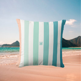 Ombre Zee Shore Stripe & Personalized Monogram Buitenkussen