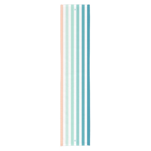 Ombre Zee Shore Stripe & Personalized Monogram Korte Tafelloper (Voorkant)