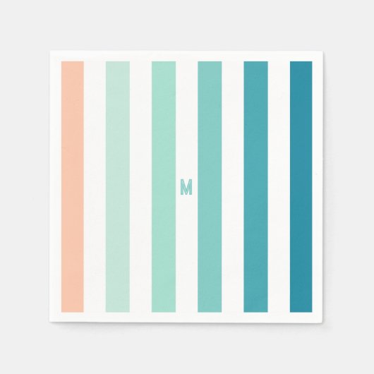 Ombre Zee Shore Stripe & Personalized Monogram Servet (Voorkant)