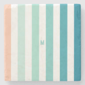 Ombre Zee Shore Stripe & Personalized Monogram Stenen Onderzetter (Voorkant)