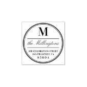 Omcirkeld monogram familienaam script retouradres rubberstempel (Afrduk)