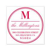 Omcirkeld monogram familienaam script retouradres  zelfinktende stempel (Design)