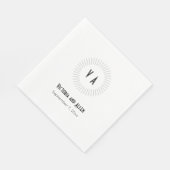 Omcirkeld monogram met naam en trouwdatum servet (Hoek)