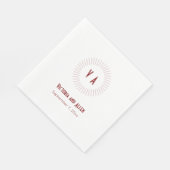 Omcirkeld rood monogram met naam en datum bruiloft servet (Hoek)