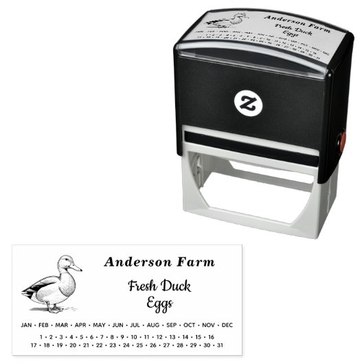 Omcirkelde datum - Boerderij Eend Eggs Karton Zelfinktende Stempel (In situ)