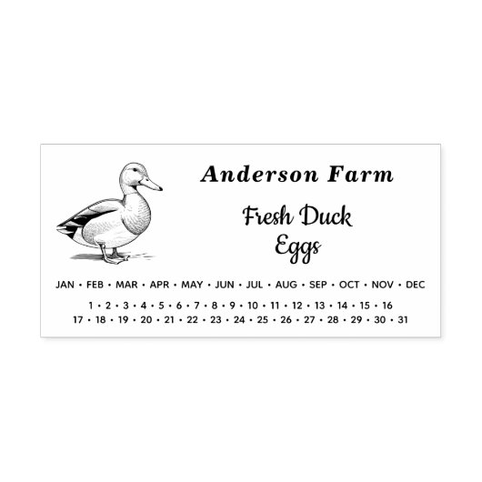 Omcirkelde datum - Boerderij Eend Eggs Karton Zelfinktende Stempel (Design)