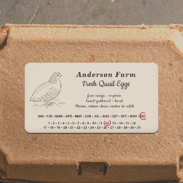 Omcirkelde datum - Boerderij kwarteleieren bruin S Etiket