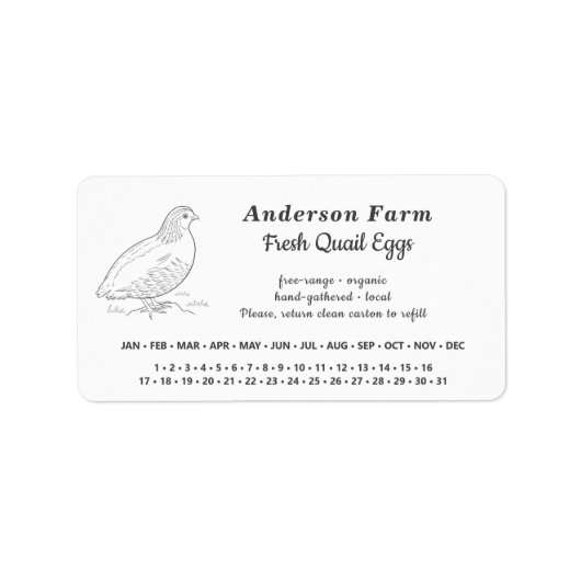 Omcirkelde datum - Boerderij kwarteleieren witte S Etiket (Voorkant)