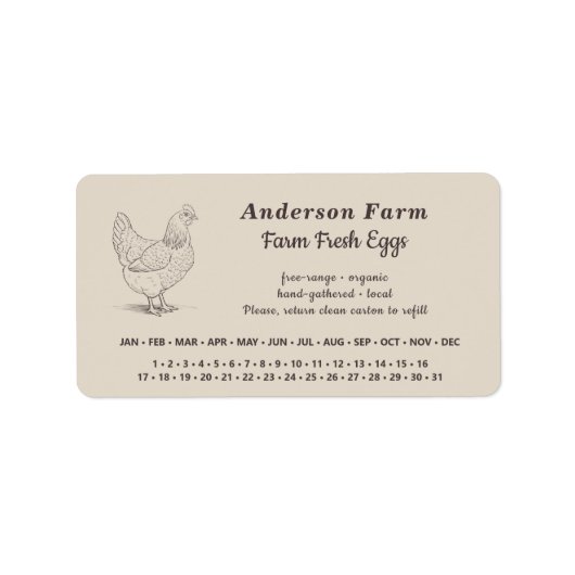 Omcirkelde datum - Boerderij Verse Eieren Bruine S Etiket (Voorkant)