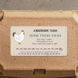 Omcirkelde datum - Eggs Carton Sticker met Chicken