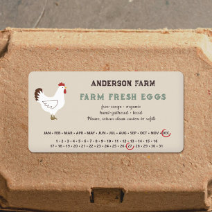 Omcirkelde datum - Eggs Carton Sticker met Chicken