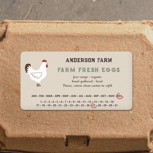 Omcirkelde datum - Eggs Carton Sticker met Chicken