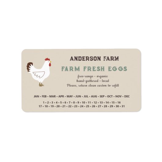 Omcirkelde datum - Eggs Carton Sticker met Chicken (Voorkant)