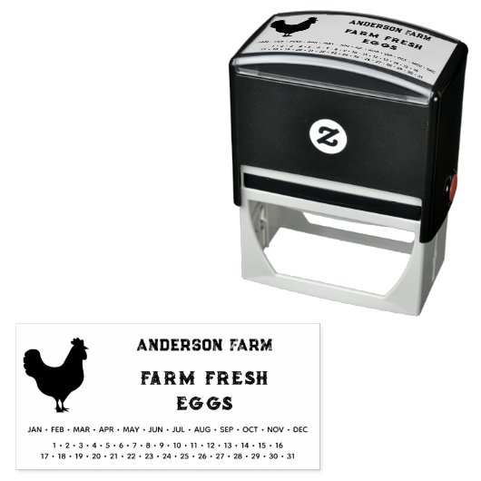 Omcirkelde datum - Eieren Karton met kip Zelfinktende Stempel (In situ)