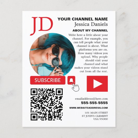 Omcirkelde foto & QR-code, YouTube - Vlogger Flyer (Voorkant)