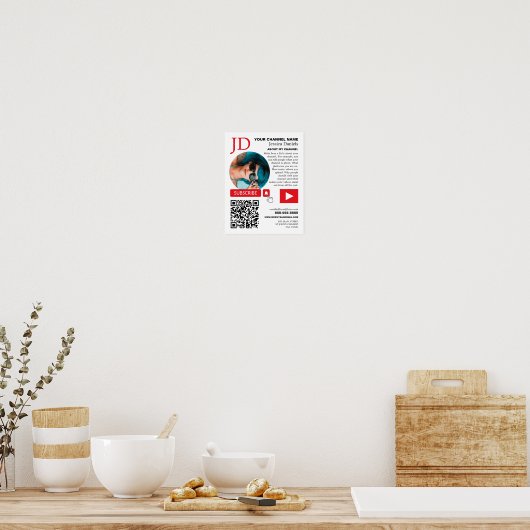 Omcirkelde foto & QR-code, YouTube - Vlogger Poster (Keuken)