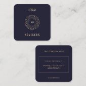 Omcirkelde monogram marine goud juridisch adviseur vierkante visitekaartje (Voorkant / Achterkant)