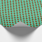 Omcirkelde stippen, bruin en turkooizen cadeaupapier (Hoek)