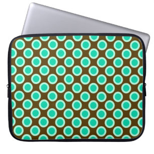 Omcirkelde stippen, bruin en turkooizen laptop sleeve