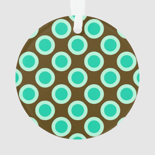 Omcirkelde stippen, bruin en turkooizen ornament (achterkant)